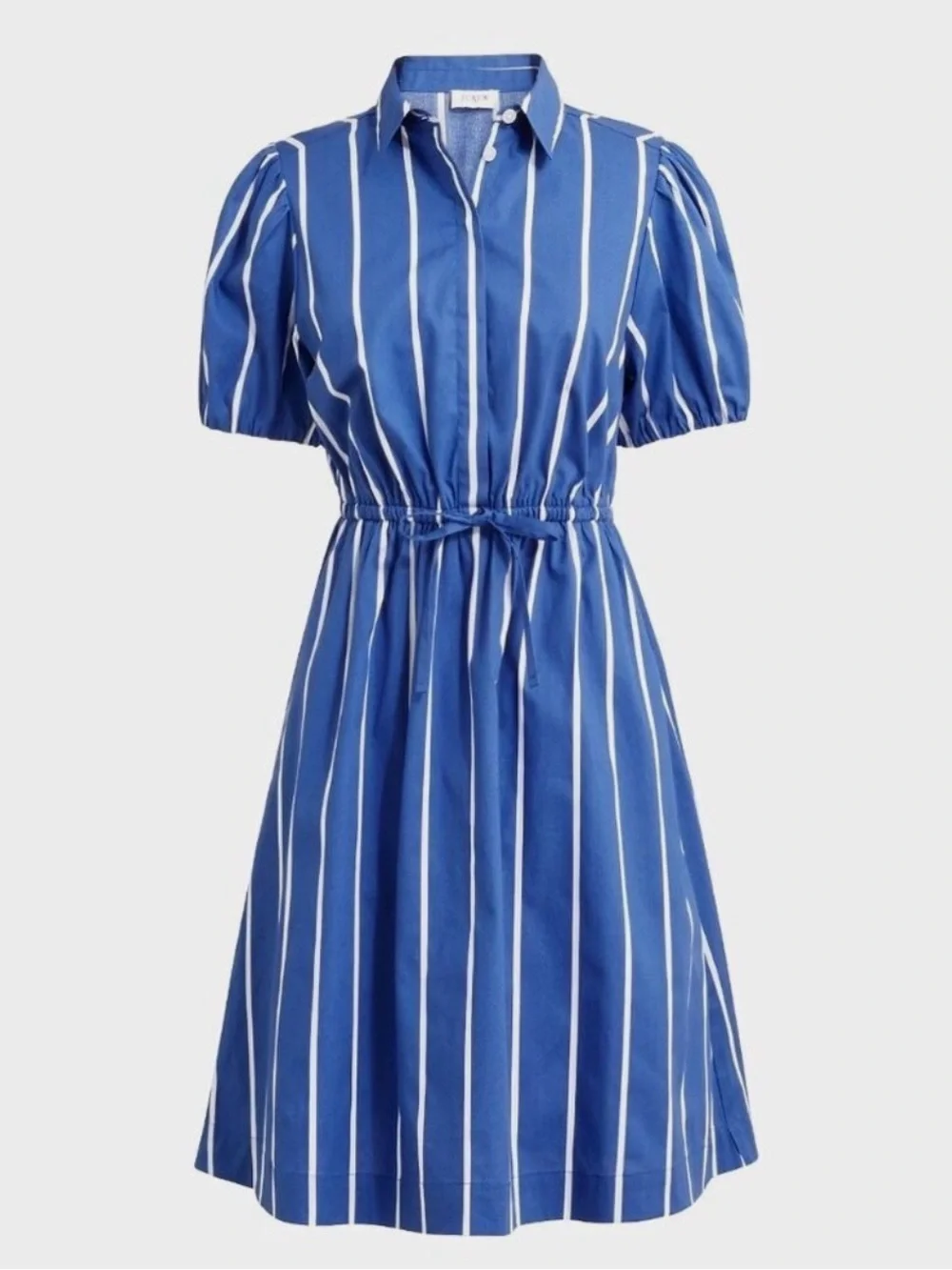 J. Crew Shirt Dress Sun washed Blue Coastal Tie-Waist Sea White Stripe